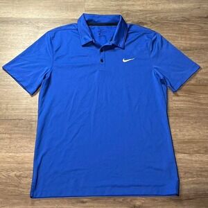 Nike Navy Blue Dri-Fit Retro Sportswear Golf Polo Button Shirt size medium